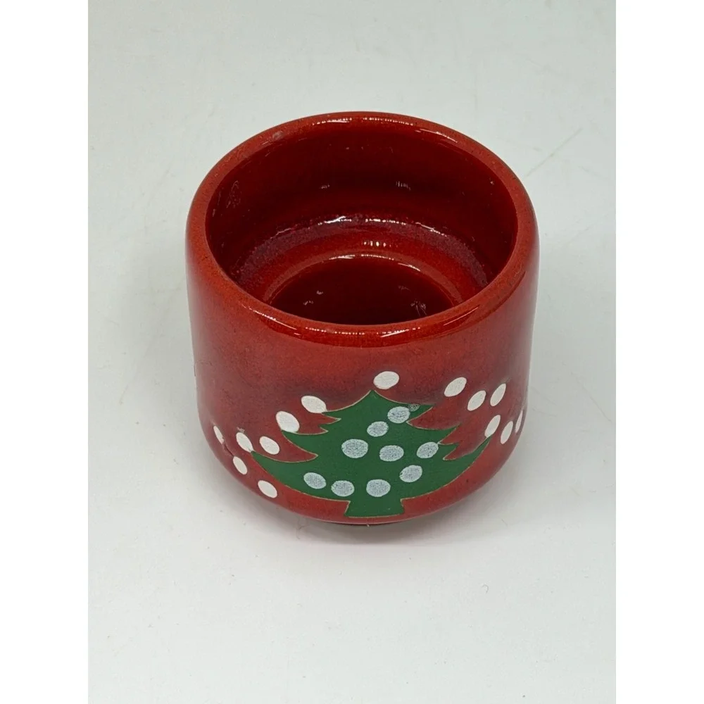 VTG Waechtersbach Christmas Tree Candle Holder Red‎ Ceramic Spain Holiday Decor